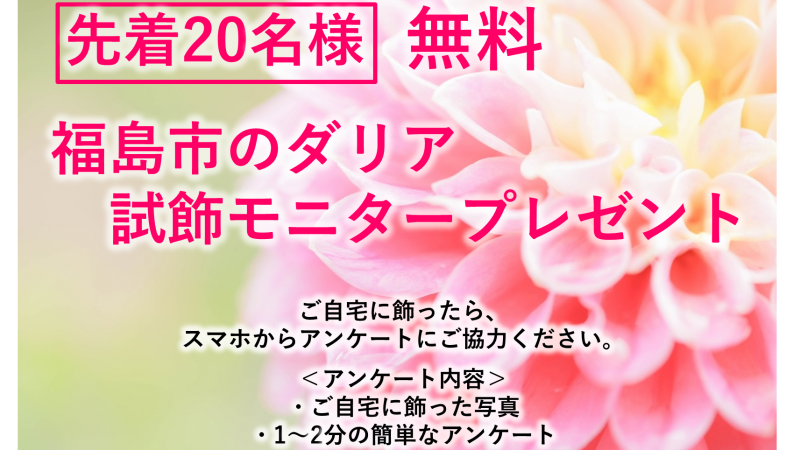 「福島市のダリア 試飾モニタープレゼント@福島フェス」のお知らせ